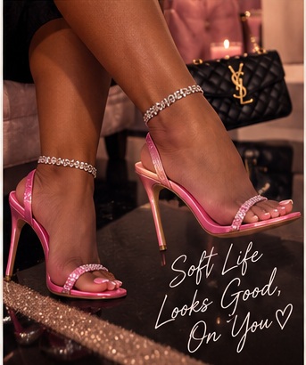 Pink jeweled heels from the KiaRosee catalog